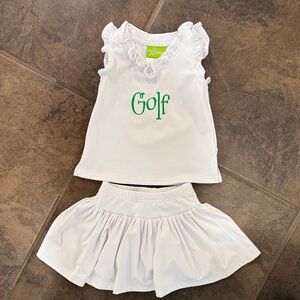 White and Green golf girl Kids Matching Set